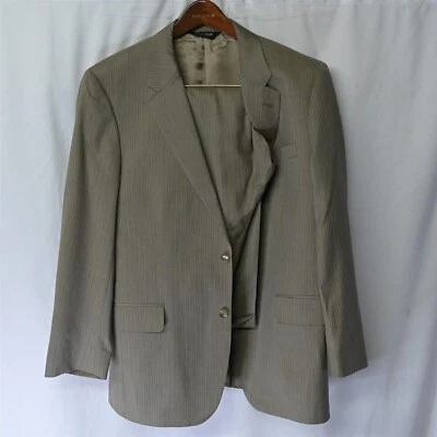 Jos A Bank 43R 44R | 33 x 30 Khaki Stripe 2Btn Sport Coat Jacket Pants Suit - Image 1 of 4