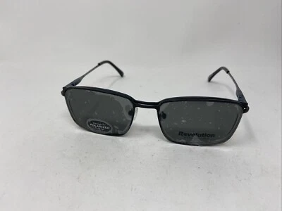 REVOLUTION EYEWEAR JOSIAH BLACK BLUE 53-18-140 W/ POLARIZED CLIP FLEX HINGE SH34 - Image 1 of 4
