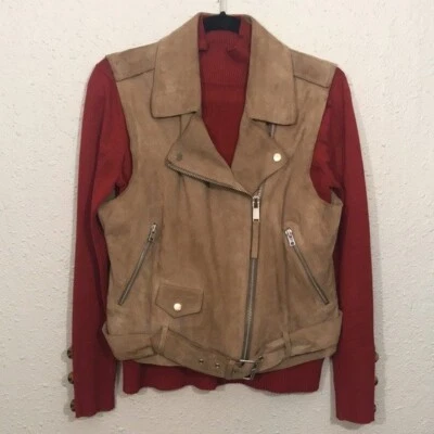 Reiss Moto Style Suede Taupe Vest size L - Image 1 of 4