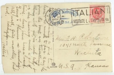 1928 Rome Italy Sc 86 dk red & rose on ppc - $200/cover - Hotel Metropole - Image 1 of 2