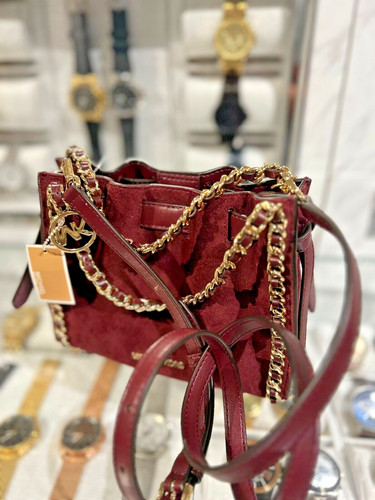 Borsa Michael Kors donna Mina piccola pelle scamosciata borsa a tracolla borsetta sangue di bue