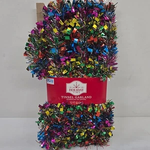 Holiday Time Garland Tinsel Rainbow 12 Ft Christmas Birthday Party Decor - Picture 1 of 6