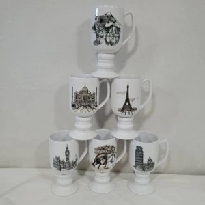 Kaysons Ironstone Continental Mugs Vtg 1965 Set of 6 China Pedestal Cups Japan - Picture 1 of 17