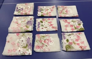 Vintage Toray Tetoron handbemalt in Japan Blumen durchsichtig Vorhang Paneele Menge 9 - Bild 1 von 9