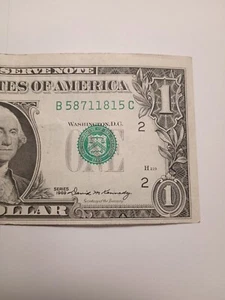 1969 $1 B NEW YORK BEP B-C BLOCK **SEAL OFF CENTER** & CUTTING ERROR  - Picture 1 of 9