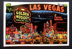 CALCOMANÍA DE AGUA CENTRO CASINO DE COLECCIÓN ORIGINAL 1955 ""LAS VEGAS NEVADA"" ARTE - Imagen 1 de 1