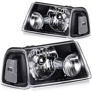 Fits Ford Ranger 2001-2011 Black Clear Lens Left+Right Pair Headlights Assembly - Picture 1 of 9