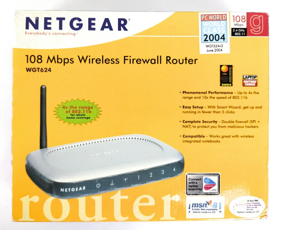Netgear WiFi Firewall 108 Mbps 4-Port 10/100 Wireless 802.11b/g WGT624v2 - Image 1 of 4
