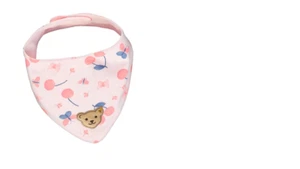 Steiff Bear & Cherry Twin Pack Triangular Scarf/Neckerchief, Pink Striped + - Picture 1 of 1