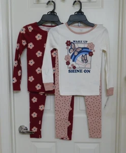 NWT 4pc Carter's Shine On Butterfly Floral Dot L/S Top Pants Pajamas sz 6 - Picture 1 of 1