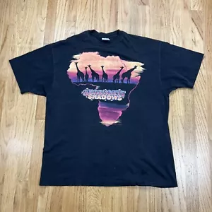 T-shirt vintage Serengeti Shadows uomo XXL manica corta grafica nera made in USA - Foto 1 di 11
