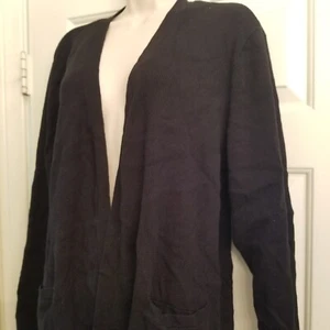 Lauren Ralph Lauren Black Label Open Cardigan Black Knit Sweater SZ 3X - Picture 1 of 13