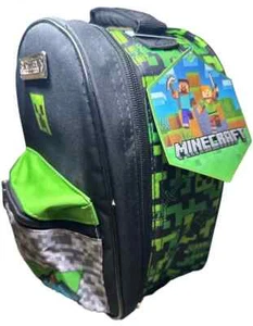 MINECRAFT Gamer Lunch TOTE Bag Insulated with Pocket Zippers Handle Green - Picture 1 of 11