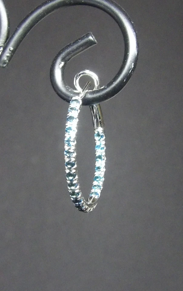 925 sterling silver with london blue topaz   Shane & Co. single hoop earring - Image 1 of 4