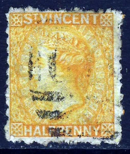 ST. VINCENT Queen Victoria 1881 Half Penny Orange Wmk Star Perf 12 SG 36 Used - Picture 1 of 2