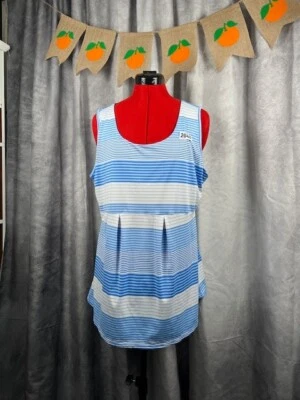 Camiseta sin mangas Lands’ End XL para mujer a rayas azul claro naranja blanco Foto 1 de 4