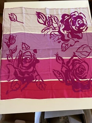 "Bufanda de seda VERA NEUMANN de colección rosas magenta púrpura lavanda marfil 31"" cuadrada" Foto 1 de 4