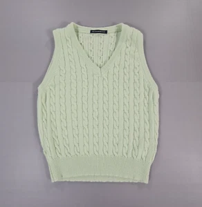 Brandy Meville Womens Jumper Green Small Cable Knit Wool Cashmere Vest Pullover - Picture 1 of 7