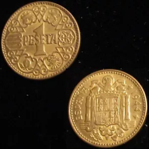 *GUTSE* FRANCO-6, 1 PESETA 1944, BRILLO ORIGINAL, SIN CIRCULAR. - Bild 1 von 1
