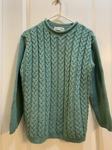 Suéter con cable suéter de cuello alto falso Baxter & Wells para damas - verde claro mediano - Imagen 1 de 3