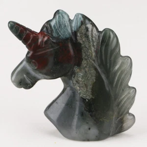 2" Natural Blood Quartz Crystal Gemstone Carved Unicorn Figurine Carving 181 - Picture 1 of 6