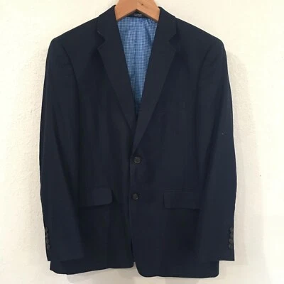 Saddlebred Men Sz 40S Blazer Sports Coat Navy Blue 100% Cotton Luxury Designer - Image 1 of 4