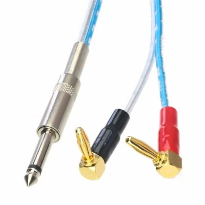 6.35mm 1/4 mono TS to bananas elbow plug AV Audio amplifier speaker cable 1~16FT - Image 1 of 4