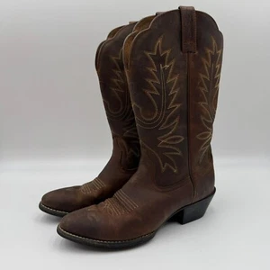 Stivali western cowboy Ariat da donna taglia 6B Heritage punta R marrone invecchiato - Foto 1 di 9