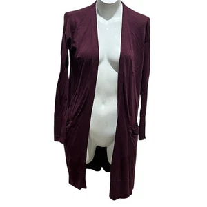 Cárdigan suéter halógeno para mujer frente abierto borgoña talla S - Imagen 1 de 10