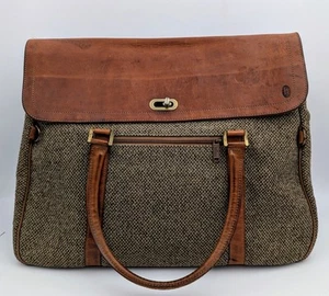 Borsa a tracolla vintage Hartmann in pelle tweed USA 16" Turnlock manico superiore - Foto 1 di 22