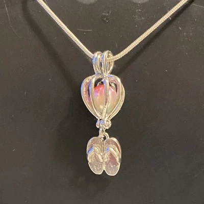 Chancla de playa - Acero inoxidable - Medallón colgante jaula de perlas - Soporta hasta 8 mm Foto 1 de 2