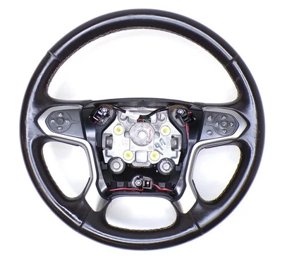 GMC OEM 14-19 15-19 Sierra Chevrolet Silverado Black Leather Steering Wheel OEM - Image 1 of 4