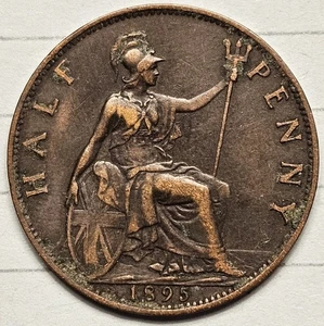 1895 Great Britain Half Penny Tougher Date - Picture 1 of 2