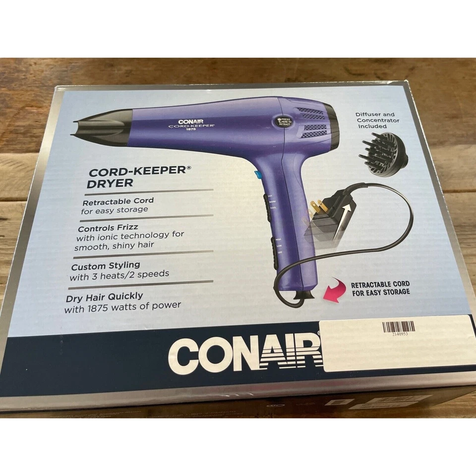 Conair 1875 Watts Cord-Keeper Dryer Ionic Technology with Retractable Cord - Image 1 of 2
