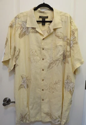 VTG George Foreman 100% lino hawaiano con bolsillo para camisa, para hombre 3X Big Yellow Floral Foto 1 de 4
