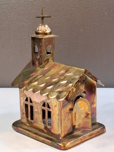 Vtg Berkeley Designs Tin Copper Church Music Box "Amazing Grace" Tested Works - Picture 1 of 14