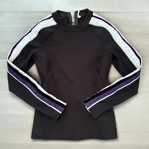 NO KA'OI Yoga & Life 1/4 Zip Black Purple Jacket Size 02 - Picture 1 of 5