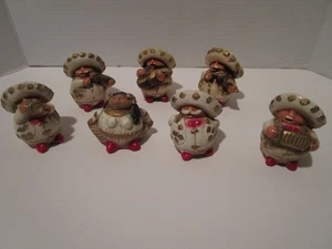 Vintage mexikanische Volkskunst handbemalt Kreidegeschirr 7 Stück Mariachi Band Figuren - Bild 1 von 12