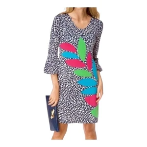 Lilly Pulitzer Angie Etuikleid Raupe dunkelblau Blätterprint Größe Small - Bild 1 von 11