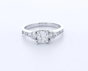 Klassischer Verlobungsring 1,7 kt laborgefertigter Diamant D/VVS2 Princess 14 K Weißgold - Bild 1 von 4