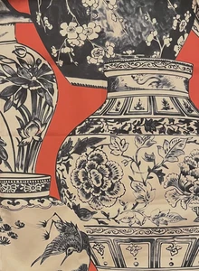 LEE JOFA Pandan Print Chili Blau Baumwollrest Neu - Bild 1 von 1