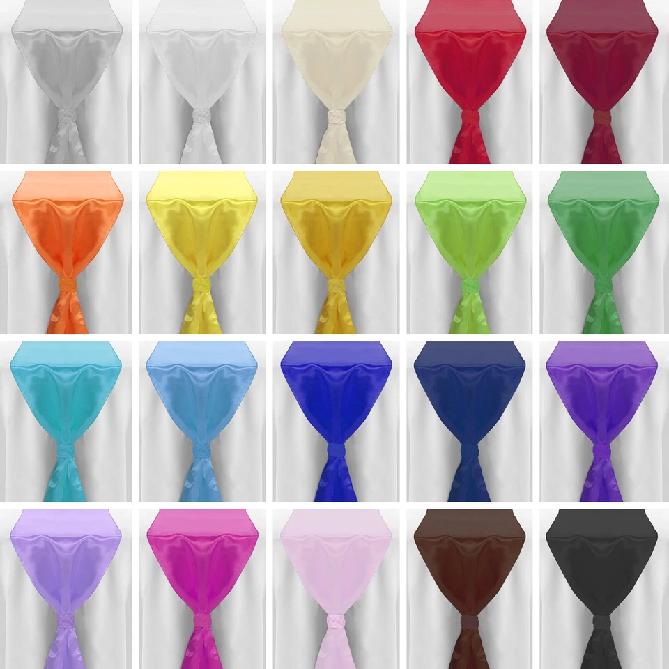 5 corredores de mesa de comedor de boda satinados de 12" x 108" de largo - muchos colores Foto 1 de 1