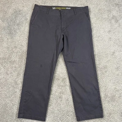 Lee Extreme Comfort MVP Pants Mens 42x30 Gray Straight Fit Stretch Chino Casual - Image 1 of 4