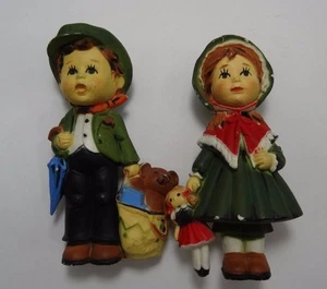 Set Figurine Bambina e Ragazzo Natale Vintage Napco? - Foto 1 di 6