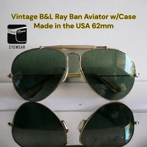 Vintage B&L RayBan Aviator Sunglasses w/Case-B&L Green Tempered Glass Lenses-USA - Picture 1 of 10