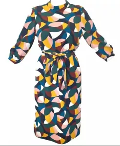 NWT Lottie by Boden Midi Geometric Print Belted Dress Autumn Fall Size US 4P - Picture 1 of 12