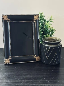 4x6 Black & Gold Picture Frame With Candle Holder 2 PCs bundle - Picture 1 of 8