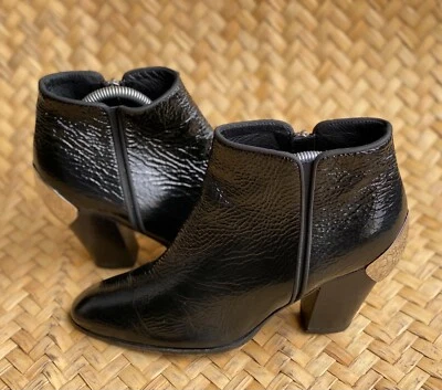 GIUSEPPE ZANOTTI Mujer Negro Cremallera Lateral Botines Talla 39.5 EU | 9.5 US | 6.5 UK Foto 1 de 4