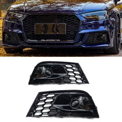 Grelhas dianteiras para-choque luzes de neblina tampa abajur quadro acabamento para Audi A3 Sport 2017-2021 - Imagem 1 de 4