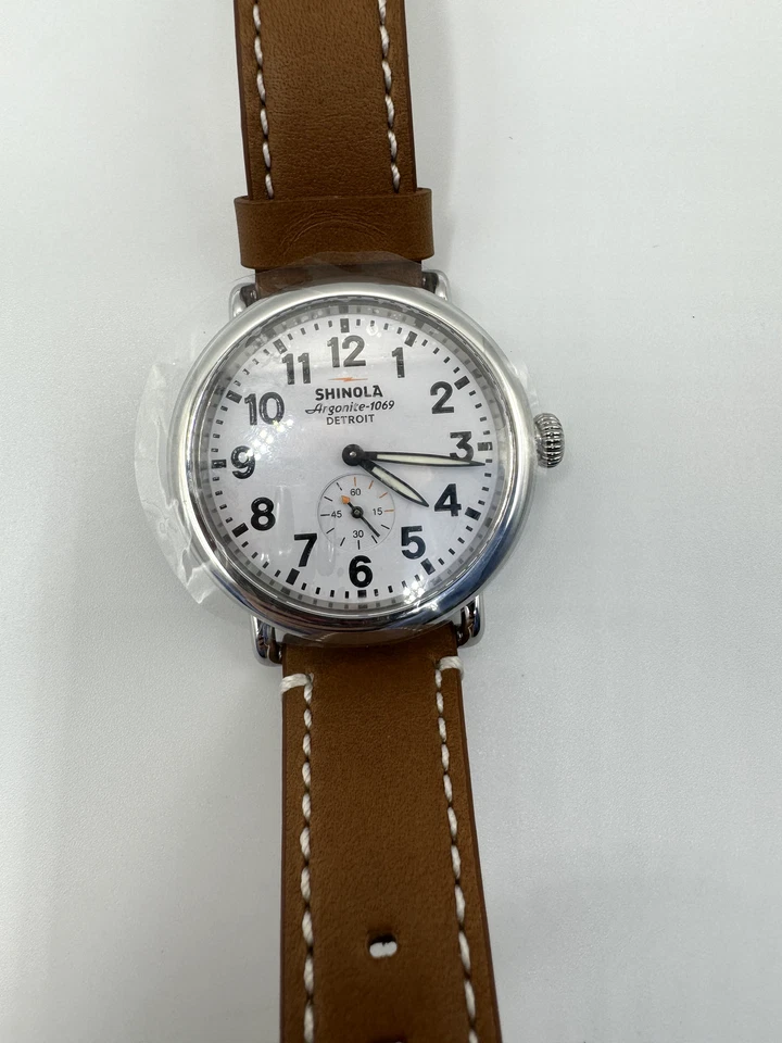 Shinola The Runwell White Dial Tan Leather Mens Watch S0100109